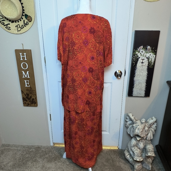 Vintage Studio C Maxi Skirt & Blouse Set Retro Floral Size 16 Rayon - Picture 5 of 10